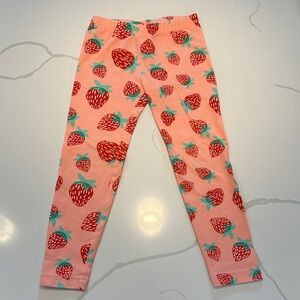 Old navy girls strawberry print cotton leggings pink red teal white size 4T 🍓🩷
